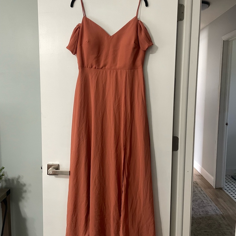 Birdy Grey Chiffon Terracotta Dress Size Large